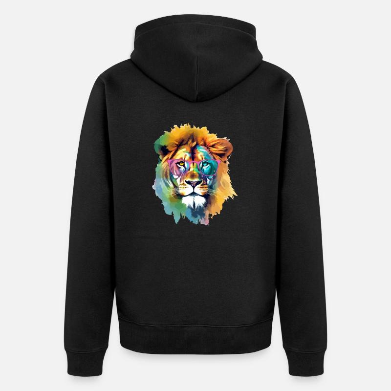 Boo le lion à lunettes - Veste à capuche bio Premium Unisexe - noir