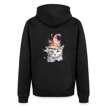 Blook le chat au chapeau - Veste à capuche bio Premium Unisexe - noir - Dos - Nico (187cm)