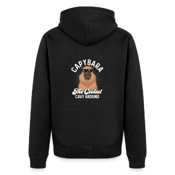 Capybara The Coolest Cavy Around Capibara Owner Ro - Unisex Premium Organic Zip Hoodie - black - Back - Nico (187cm)
