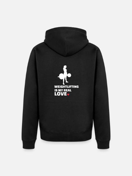 I love weightlifting - Unisex Premium Organic Zip Hoodie - black