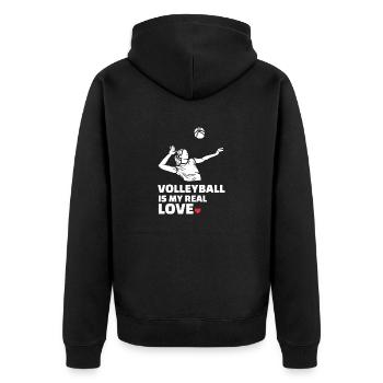 Ich Liebe Volleyball - Unisex Premium Bio Zip Hoodie - Schwarz - Hinten - Nico (187cm)