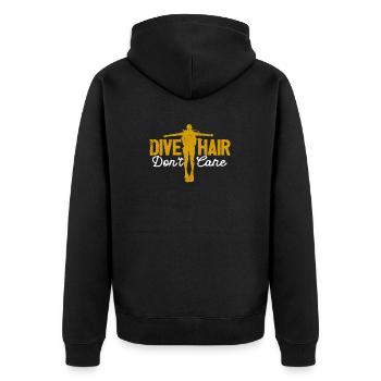 Dive Hair Don't Care Funny Taucher Unterwasser - Unisex Premium Bio Zip Hoodie - Schwarz - Hinten - Nico (187cm)
