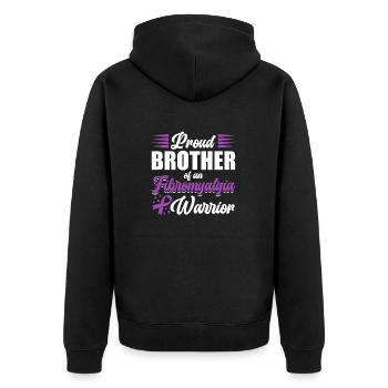Proud brother of a fibromyalgia warrior - Unisex Premium Organic Zip Hoodie - black - Back - Nico (187cm)
