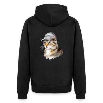 Miki the cat in the hat - Unisex Premium Organic Zip Hoodie - black - Back - Nico (187cm)
