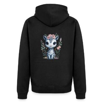 Cute Little Baby Happy Watercolor Zebra with - Unisex Premium Bio Zip Hoodie - Schwarz - Hinten - Nico (187cm)