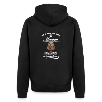 Beware of the master, harmless Hovawart - Unisex Premium Bio Zip Hoodie - Schwarz - Hinten - Nico (187cm)