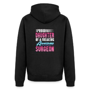 Fière fille d’un chirurgien génial rétro - Veste à capuche bio Premium Unisexe - noir - Dos - Nico (187cm)