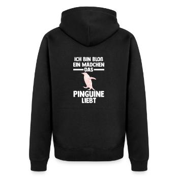Tiermotiv Pinguin - Unisex Premium Bio Zip Hoodie - Schwarz - Hinten - Nico (187cm)