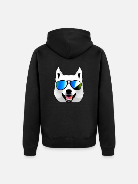 Husky with sunglasses - Unisex Premium Organic Zip Hoodie - black