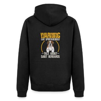 Bernhardiner St. Bernhardshund Hund - Unisex Premium Bio Zip Hoodie - Schwarz - Hinten - Nico (187cm)