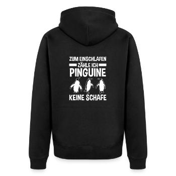 Tiermotiv Pinguin - Unisex Premium Bio Zip Hoodie - Schwarz - Hinten - Nico (187cm)