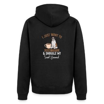 Saint-Bernard Chien Saint-Bernard - Veste à capuche bio Premium Unisexe - noir - Dos - Nico (187cm)