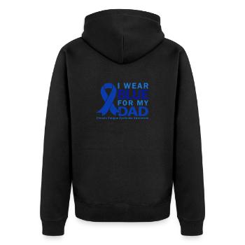 Ich Trage Blau Für Meinen Vater - Bewusstsein Für - Unisex Premium Bio Zip Hoodie - Schwarz - Hinten - Nico (187cm)
