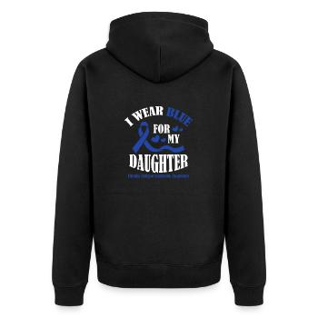 Ich Trage Blau Für Meinen Sohn - Bewusstsein Für - Unisex Premium Bio Zip Hoodie - Schwarz - Hinten - Nico (187cm)
