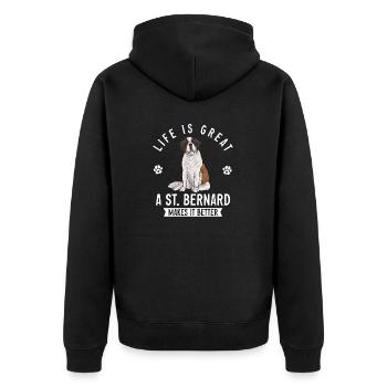 Saint-Bernard Chien Saint-Bernard - Veste à capuche bio Premium Unisexe - noir - Dos - Nico (187cm)