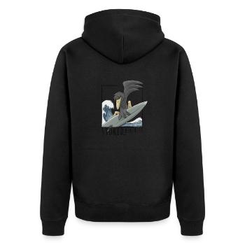 Ravi, les plages! Surfer corbeau corbeau sur vague - Veste à capuche bio Premium Unisexe - noir - Dos - Nico (187cm)