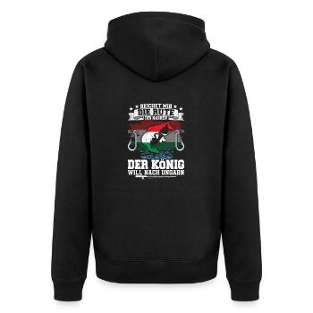Reichet Mir Die Rute Der König Will Nach Ungarn - Unisex Premium Bio Zip Hoodie - Schwarz - Hinten - Nico (187cm)