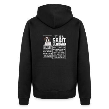 Saint-Bernard Chien Saint-Bernard - Veste à capuche bio Premium Unisexe - noir - Dos - Nico (187cm)