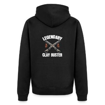 Trapschießen Skeet Tontaubenschießen - Unisex Premium Bio Zip Hoodie - Schwarz - Hinten - Nico (187cm)
