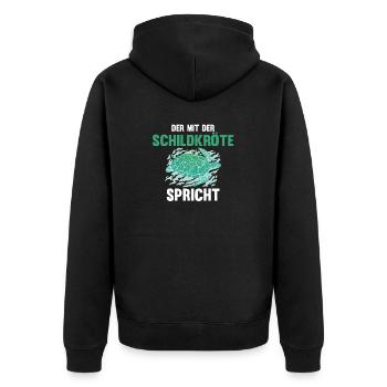 Schildkröte Schildkröten - Unisex Premium Bio Zip Hoodie - Schwarz - Hinten - Nico (187cm)