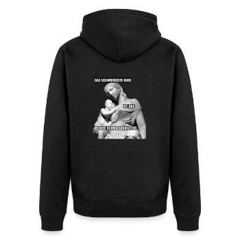 Das schwierigste Kind ist das meiner Schwiegermutt - Unisex Premium Bio Zip Hoodie - Schwarz - Hinten - Nico (187cm)