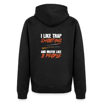Trapschießen Skeet Tontaubenschießen - Unisex Premium Bio Zip Hoodie - Schwarz - Hinten - Nico (187cm)