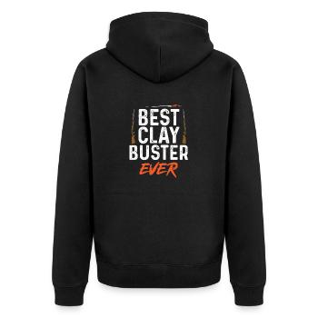 Trapschießen Skeet Tontaubenschießen - Unisex Premium Bio Zip Hoodie - Schwarz - Hinten - Nico (187cm)