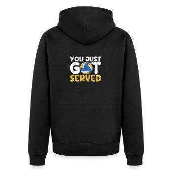 Du wurdest gerade bedient Volleyballspieler - Unisex Premium Bio Zip Hoodie - Schwarz - Hinten - Nico (187cm)