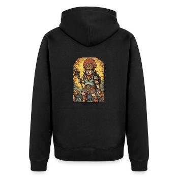Inka-Krieger - Unisex Premium Bio Zip Hoodie - Schwarz - Hinten - Nico (187cm)