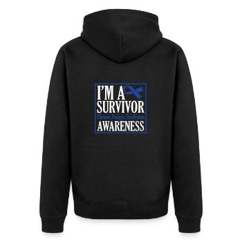 Ich Bin Ein Überlebender - Bewusstsein Für Das - Unisex Premium Bio Zip Hoodie - Schwarz - Hinten - Nico (187cm)