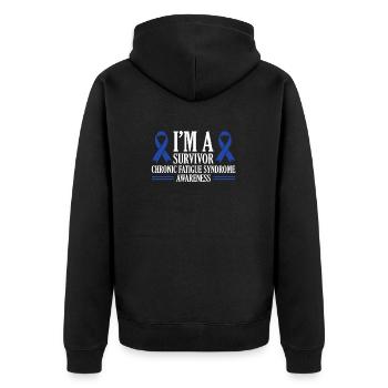 Ich Bin Ein Überlebender - Bewusstsein Für Das - Unisex Premium Bio Zip Hoodie - Schwarz - Hinten - Nico (187cm)