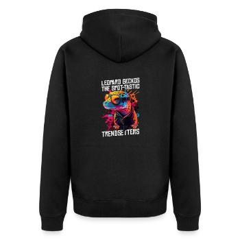 Leopard Gecko Lizard Lover - Unisex Premium Organic Zip Hoodie - black - Back - Nico (187cm)