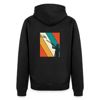 Trapschießen Skeet Tontaubenschießen - Unisex Premium Bio Zip Hoodie - Schwarz - Hinten - Nico (187cm)