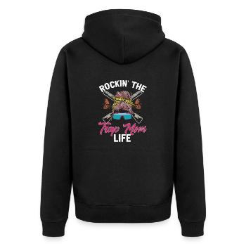 Trapschießen Skeet Tontaubenschießen - Unisex Premium Bio Zip Hoodie - Schwarz - Hinten - Nico (187cm)