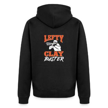 Trapschießen Skeet Tontaubenschießen - Unisex Premium Bio Zip Hoodie - Schwarz - Hinten - Nico (187cm)