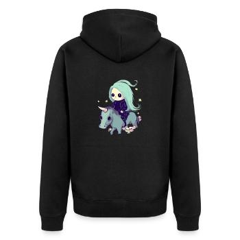 Pastel Goth Kawai Death Grim Reaper Girl Unicorn - Unisex Premium Organic Zip Hoodie - black - Back - Nico (187cm)