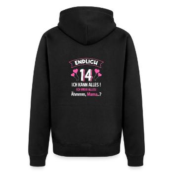 Endlich 13 Ich Kann Alles Ich Weiß Alles Geburtsta - Unisex Premium Bio Zip Hoodie - Schwarz - Hinten - Nico (187cm)