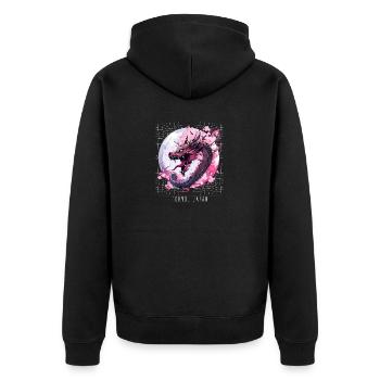 Japanese Tokyo Dragon Asian inspired retro 80’s - Unisex Premium Organic Zip Hoodie - black - Back - Nico (187cm)