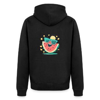 Watermelon Funny Summer Fruit Sunglasses Family - Unisex Premium Organic Zip Hoodie - black - Back - Nico (187cm)