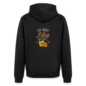 You Want A Pice Of Me Kürbiskuchen Thanksgiving - Unisex Premium Bio Zip Hoodie - Schwarz - Hinten - Nico (187cm)