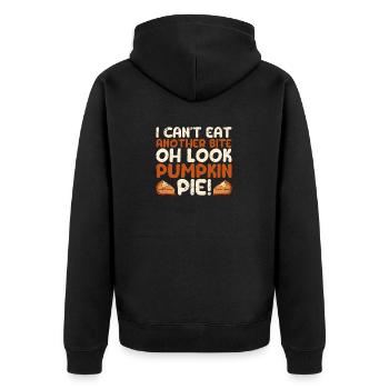 Ich kann nicht noch einen Bissen Kürbiskuchen - Unisex Premium Bio Zip Hoodie - Schwarz - Hinten - Nico (187cm)