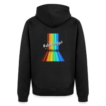 #alleswirdgut Everything Will Be Fine Saying Statement - Unisex Premium Organic Zip Hoodie - black - Back - Nico (187cm)