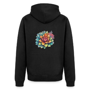 Cactus Blooming Cacti Succulent Lover Wildflower - Unisex Premium Organic Zip Hoodie - black - Back - Nico (187cm)