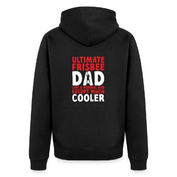 Ultimate Frisbee Wurfscheibe - Unisex Premium Bio Zip Hoodie - Schwarz - Hinten - Nico (187cm)