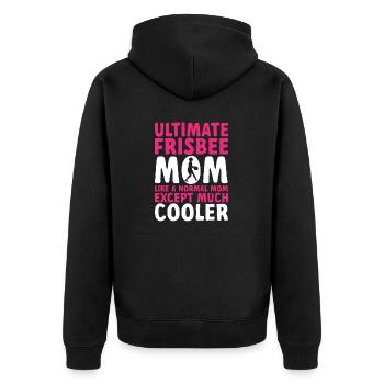 Ultimate Frisbee Wurfscheibe - Unisex Premium Bio Zip Hoodie - Schwarz - Hinten - Nico (187cm)