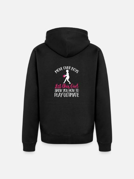 Ultimate Frisbee Throwing Disc - Unisex Premium Organic Zip Hoodie - black