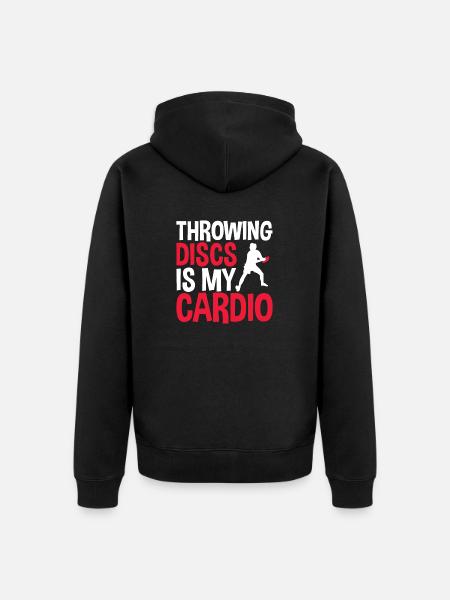 Ultimate Frisbee Throwing Disc - Unisex Premium Organic Zip Hoodie - black