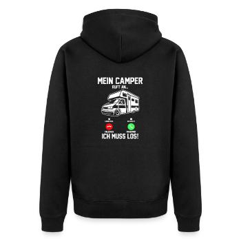 Wohnmobil Wohnwagen Camping Camper - Unisex Premium Bio Zip Hoodie - Schwarz - Hinten - Nico (187cm)