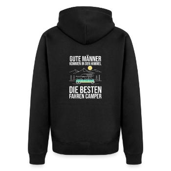 Wohnmobil Wohnwagen Camper Camping - Unisex Premium Bio Zip Hoodie - Schwarz - Hinten - Nico (187cm)