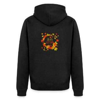 Hallo Herbst Blätter Saison Thanksgiving Herbst - Unisex Premium Bio Zip Hoodie - Schwarz - Hinten - Nico (187cm)